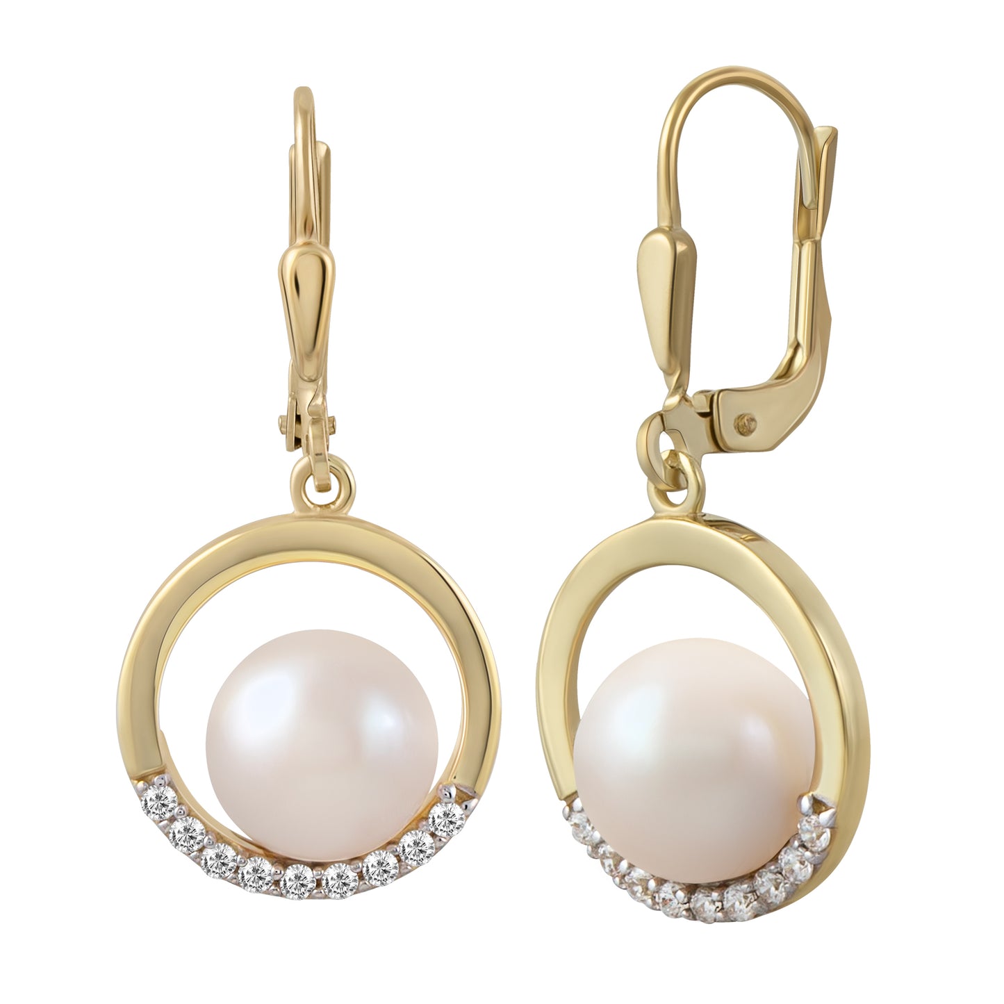 Ohrringe 375/- Gold rhodiniert (teil) 2,9cm Zirkonia