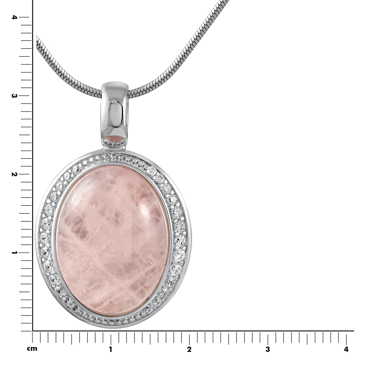 Halskette Schlangenkette 925/- Sterling Silber rhodiniert 47,0cm Rosenquarz 9,1ct.