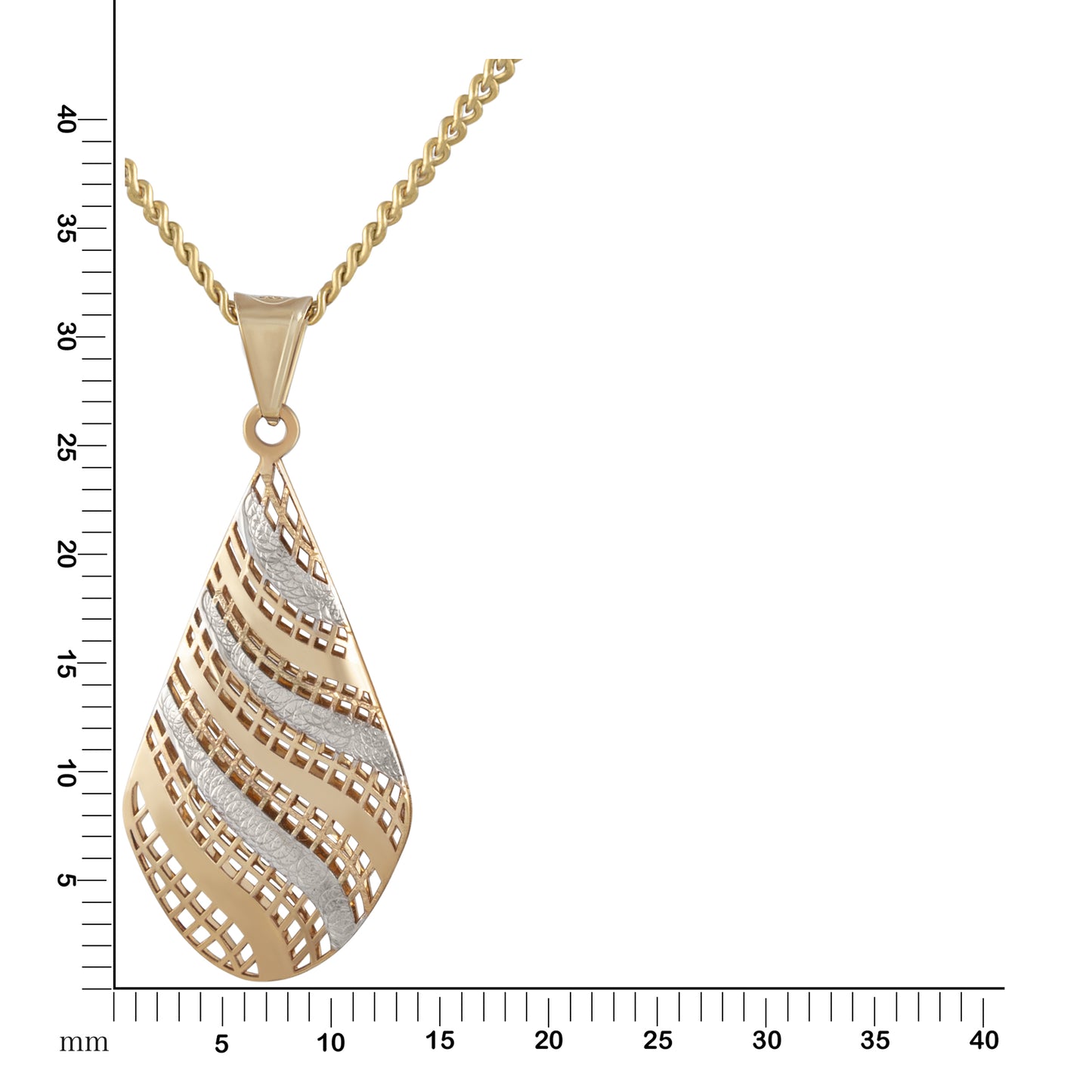 Anhänger mit Kette Panzerkette 333/- Gold rhodiniert (teil) 45,0cm ohne