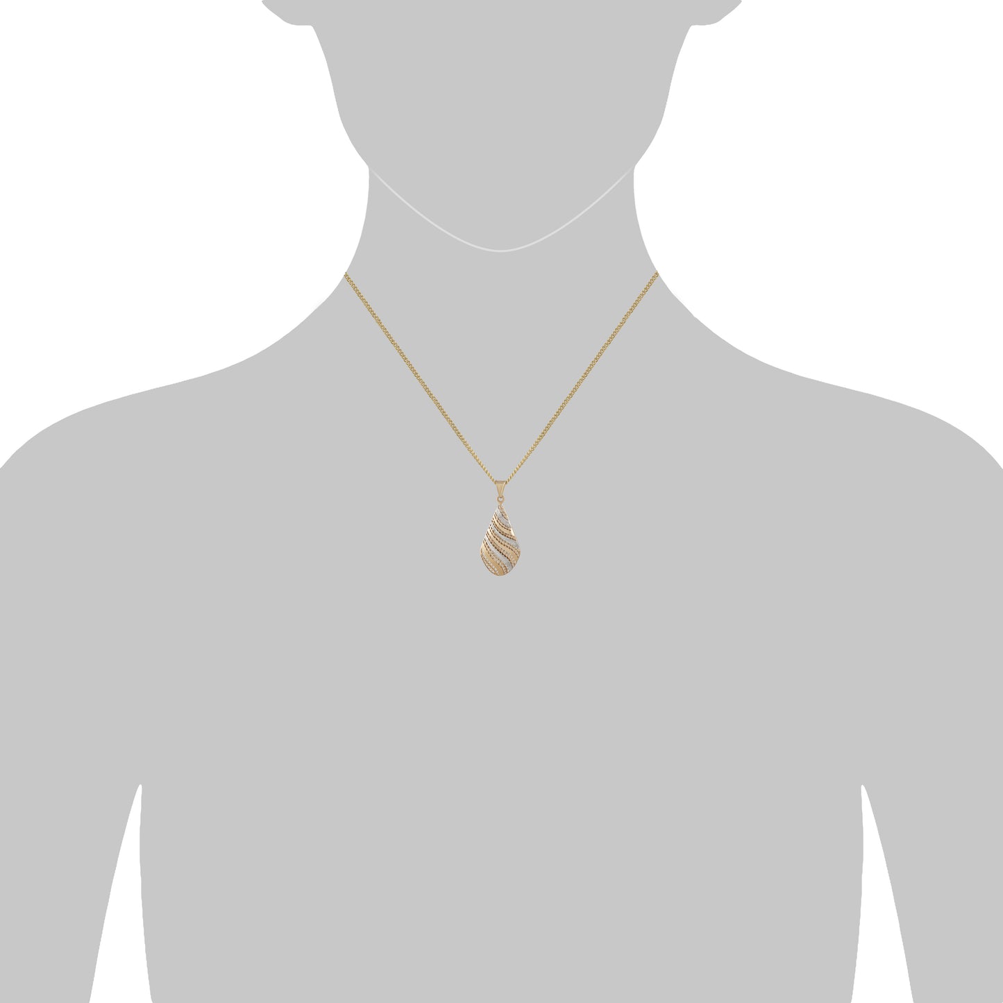 Anhänger mit Kette Panzerkette 333/- Gold rhodiniert (teil) 45,0cm ohne