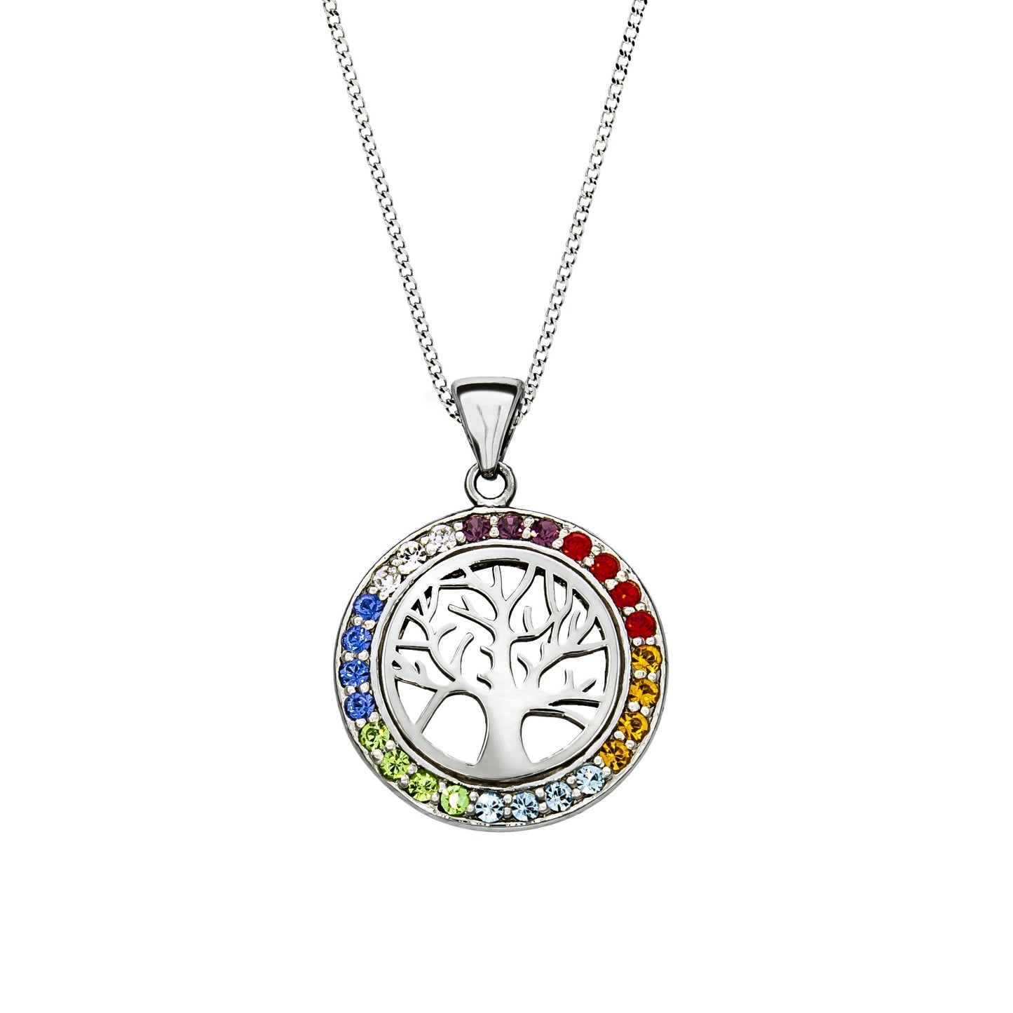 Halskette Panzerkette 925/- Sterling Silber rhodiniert 45cm Kristall
