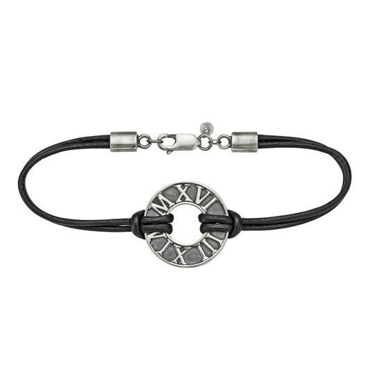 cai Armband Lederband 925/- Sterling Silber oxidiert 21cm
