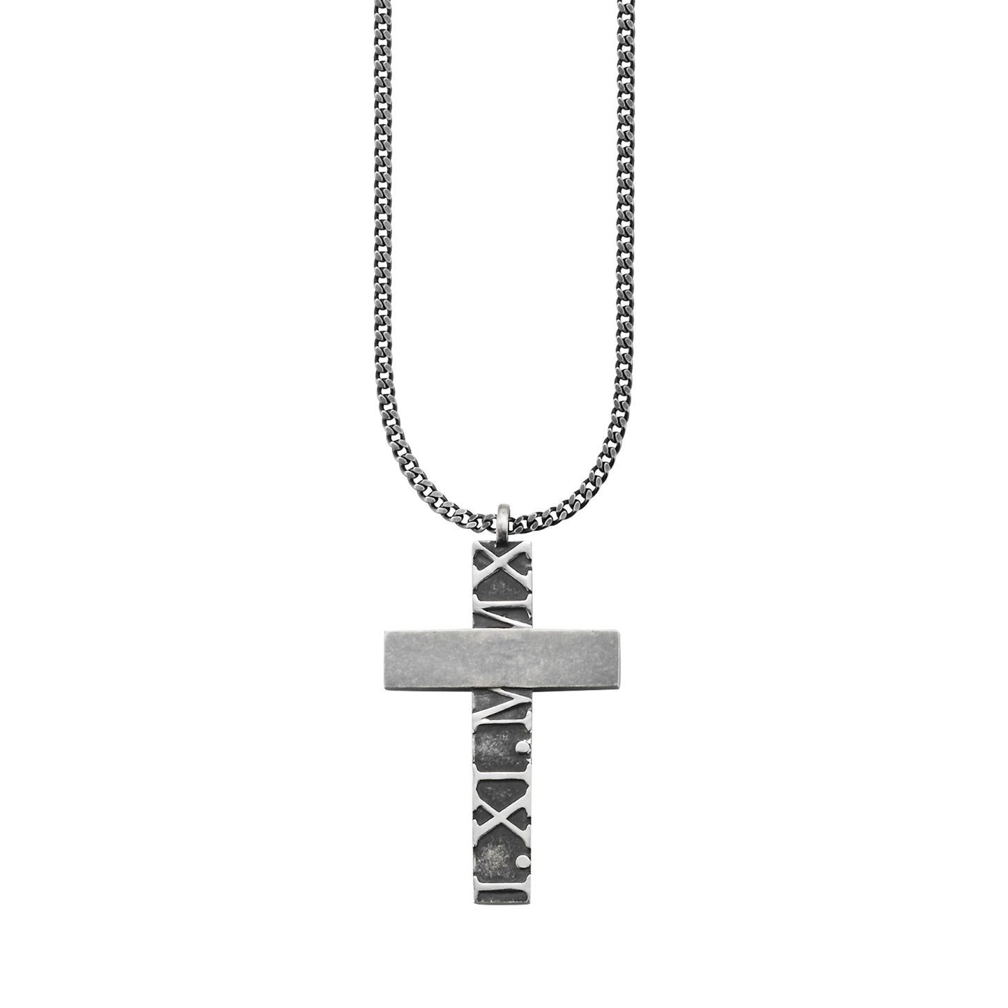 cai Anhänger mit Kette Panzerkette 925/- Sterling Silber oxidiert 60cm ohne 0,006ct