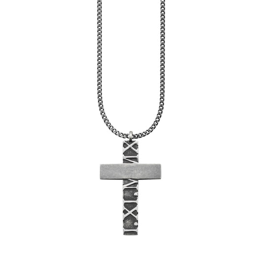 cai Anhänger mit Kette Panzerkette 925/- Sterling Silber oxidiert 60cm ohne 0,006ct