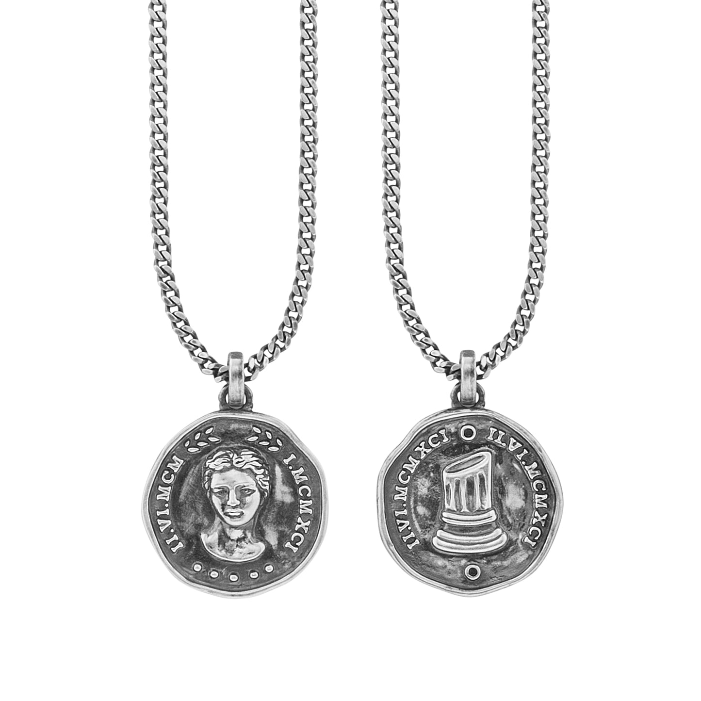 cai Anhänger mit Kette Panzerkette 925/- Sterling Silber oxidiert 60cm Spinell 0,006ct