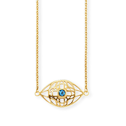 cai Collier Ankerkette 925/- Sterling Silber vergoldet 45,0cm Blautopas 0,164ct