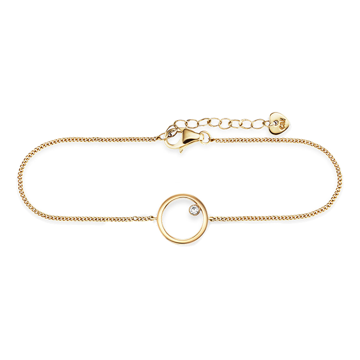 cai Armband Flachpanzerkette 925/- Sterling Silber vergoldet 19,0cm Zirkonia