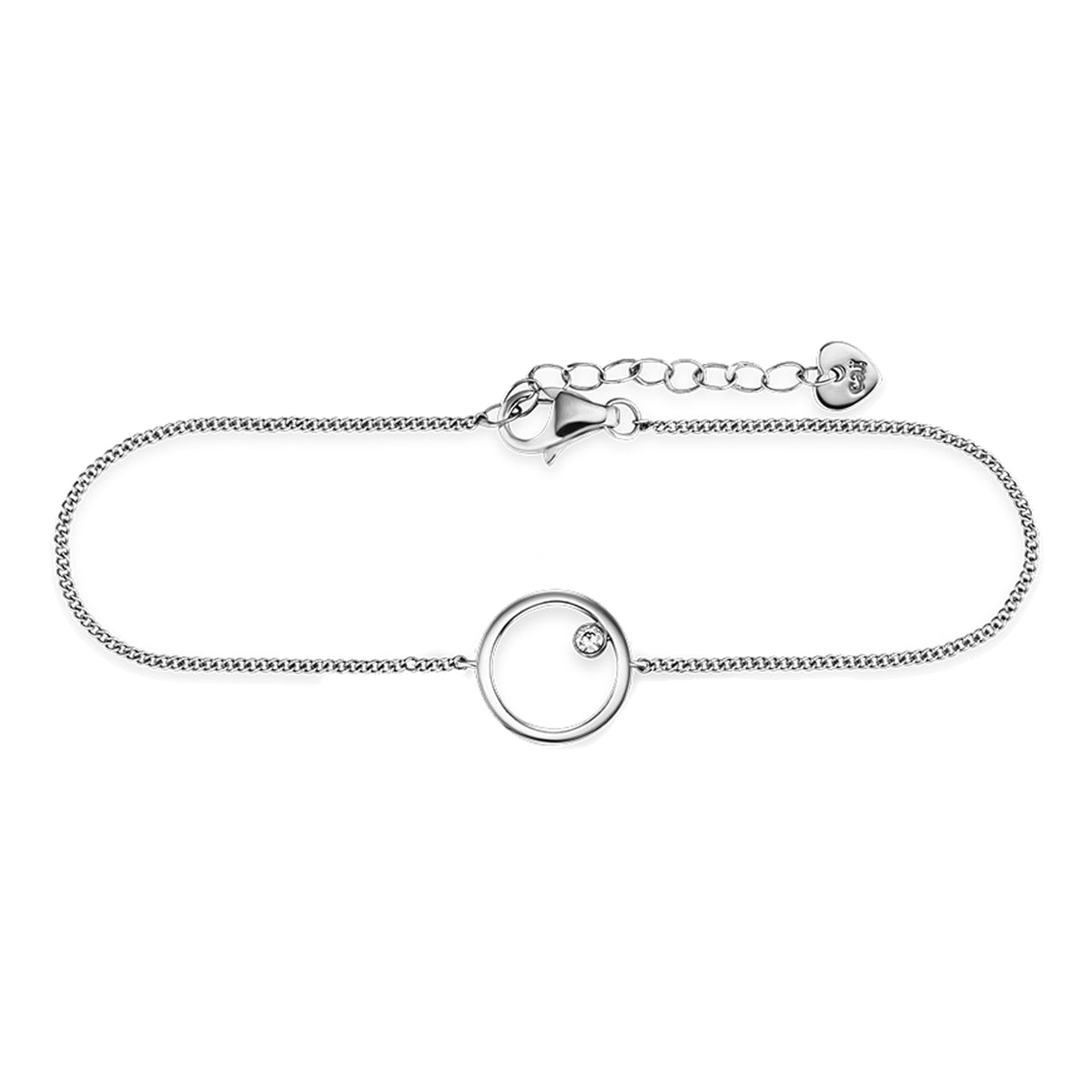 cai Armband Flachpanzerkette 925/- Sterling Silber rhodiniert 19,0cm Zirkonia
