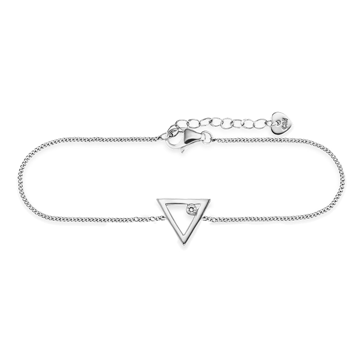 cai Armband Flachpanzerkette 925/- Sterling Silber rhodiniert 19,0cm Zirkonia