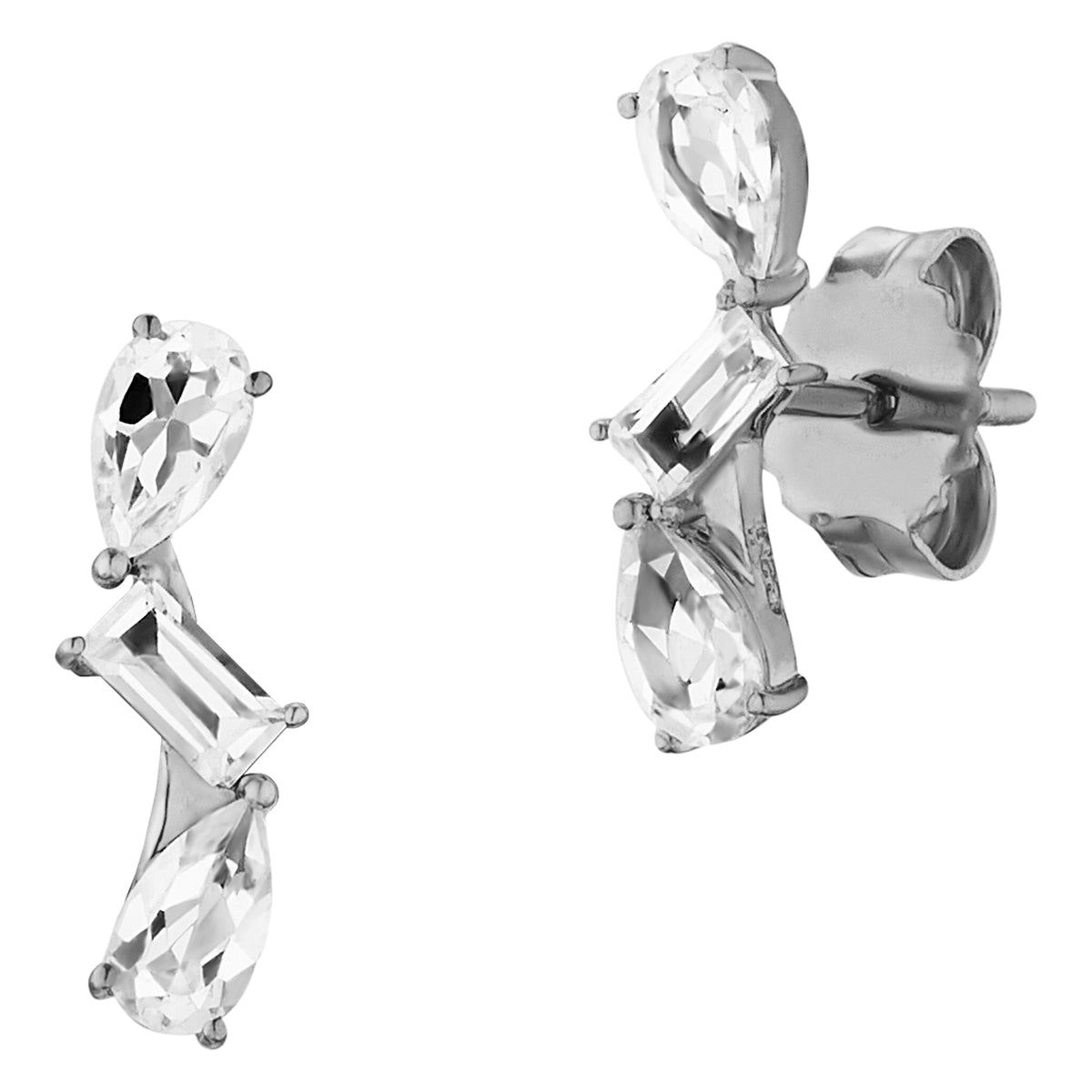 cai Ohrringe 925/- Sterling Silber rhodiniert 1,45cm Weißtopas 0,243ct