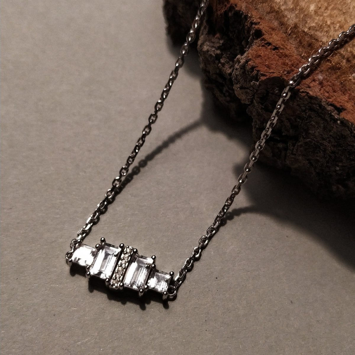 cai Halskette Ankerkette 925/- Sterling Silber rhodiniert 45,0cm Topas 1,022ct