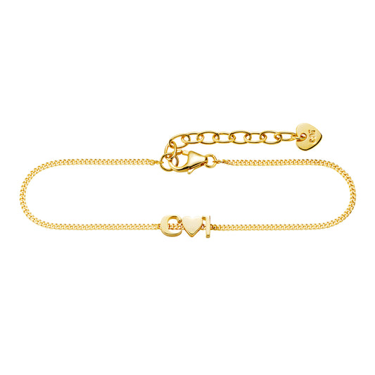 cai love Armband Panzerkette 925/- Sterling Silber vergoldet 18,0cm