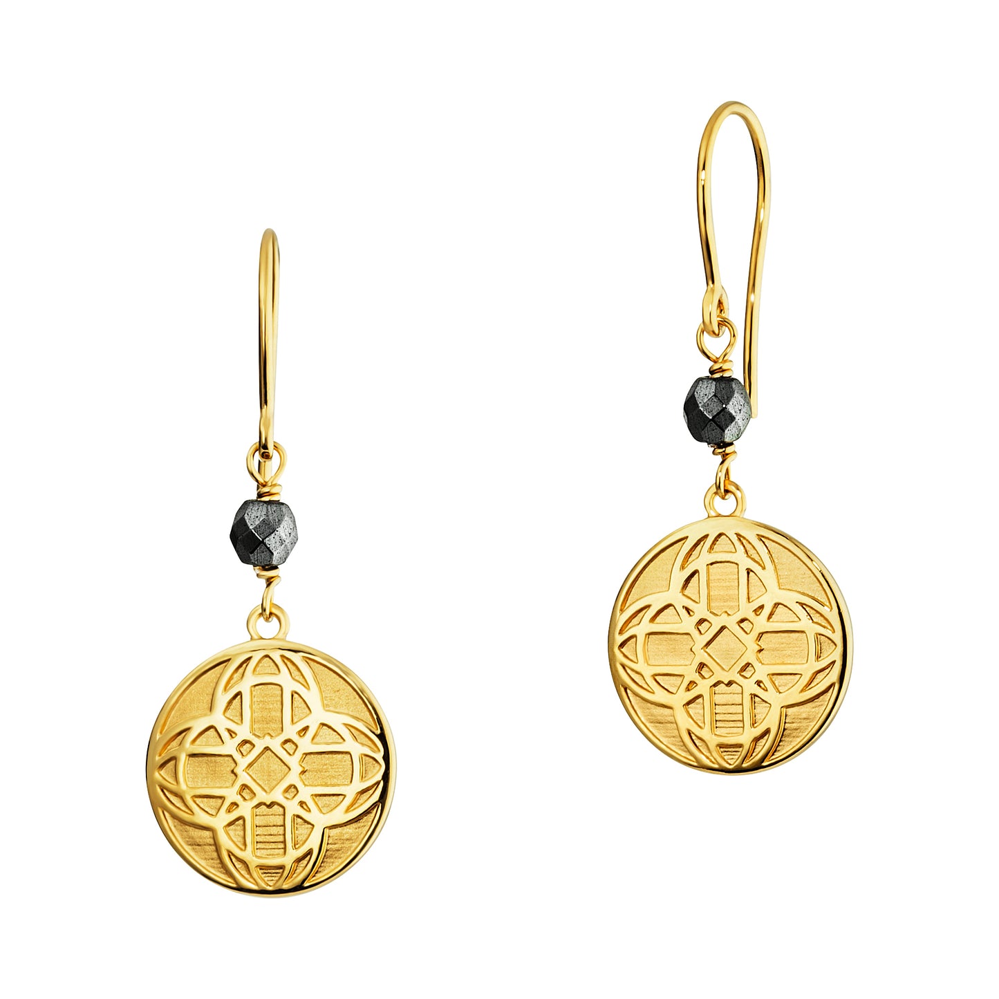 cai Ohrring 925/- Sterling Silber vergoldet 3,9cm Hämatit 1,600ct