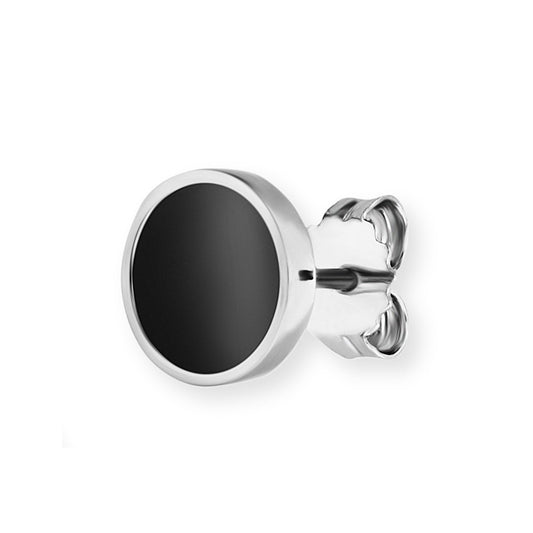 cai Single-Ohrstecker 925/- Sterling Silber rhodiniert 0,9cm Onyx 0,200ct
