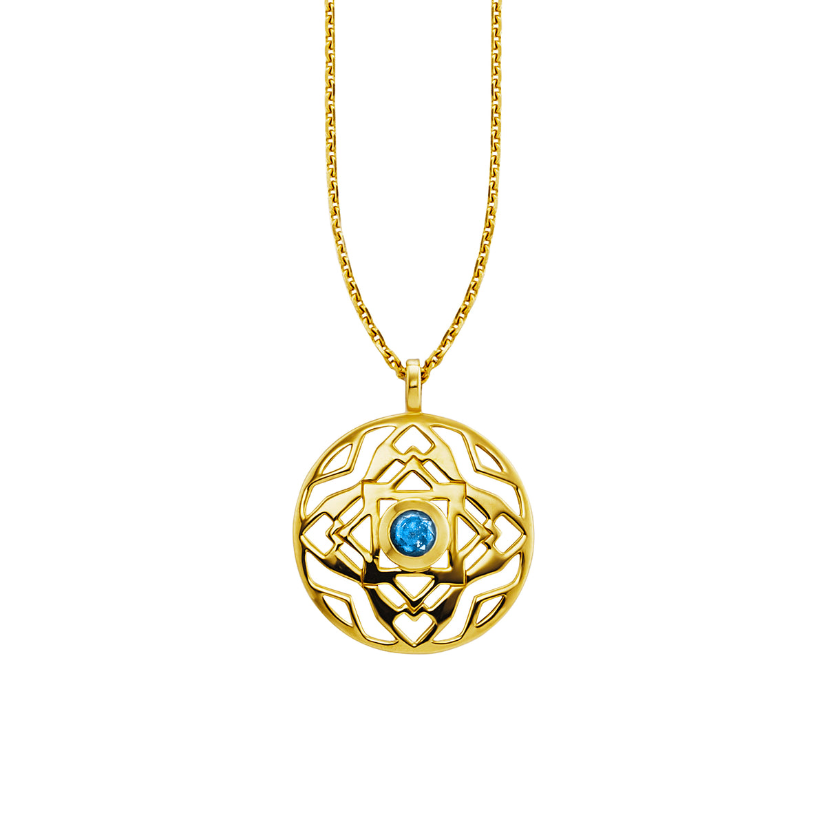 cai Anhänger mit Kette Ankerkette 925/- Sterling Silber vergoldet 45,0cm Blautopas 0,310ct
