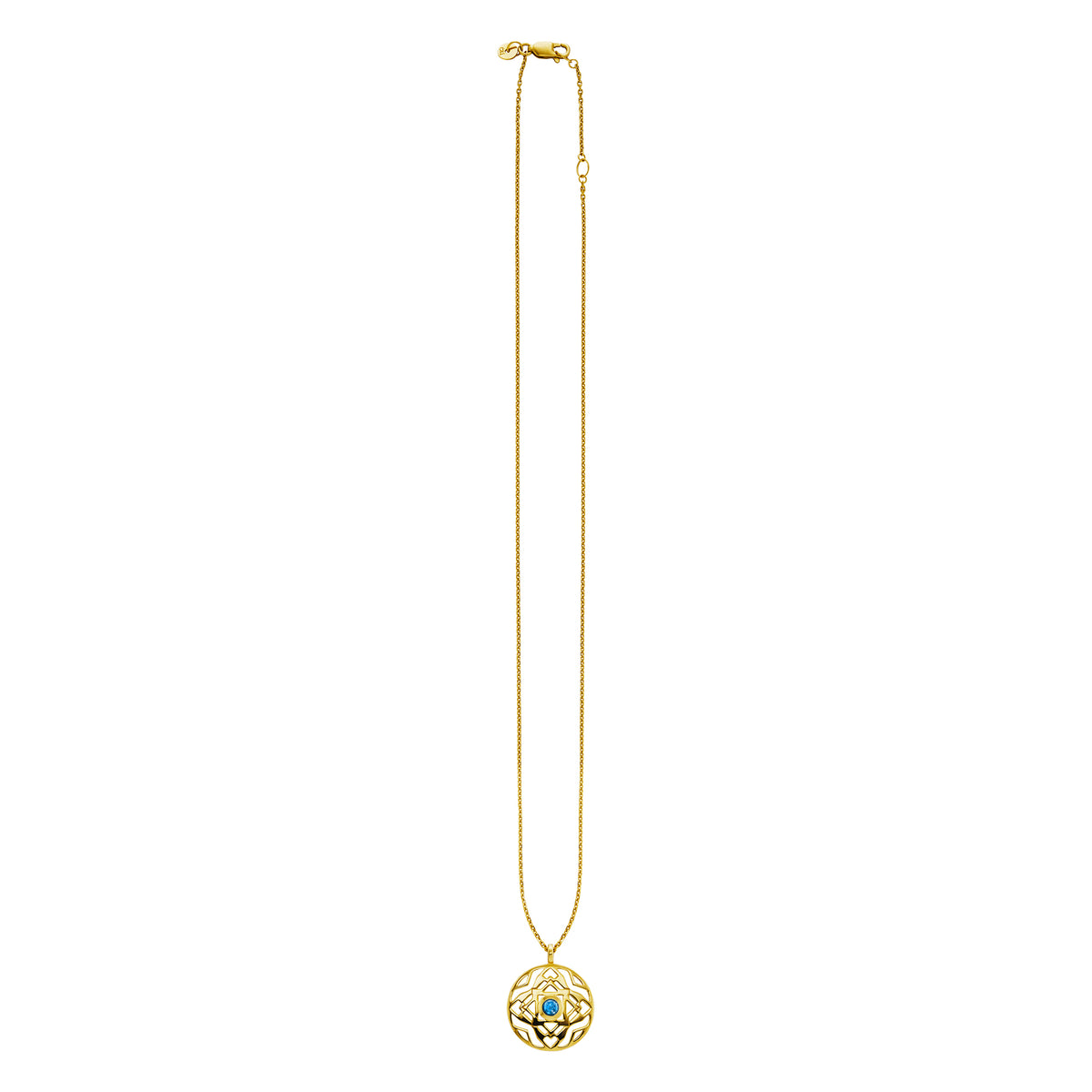 cai Anhänger mit Kette Ankerkette 925/- Sterling Silber vergoldet 45,0cm Blautopas 0,310ct