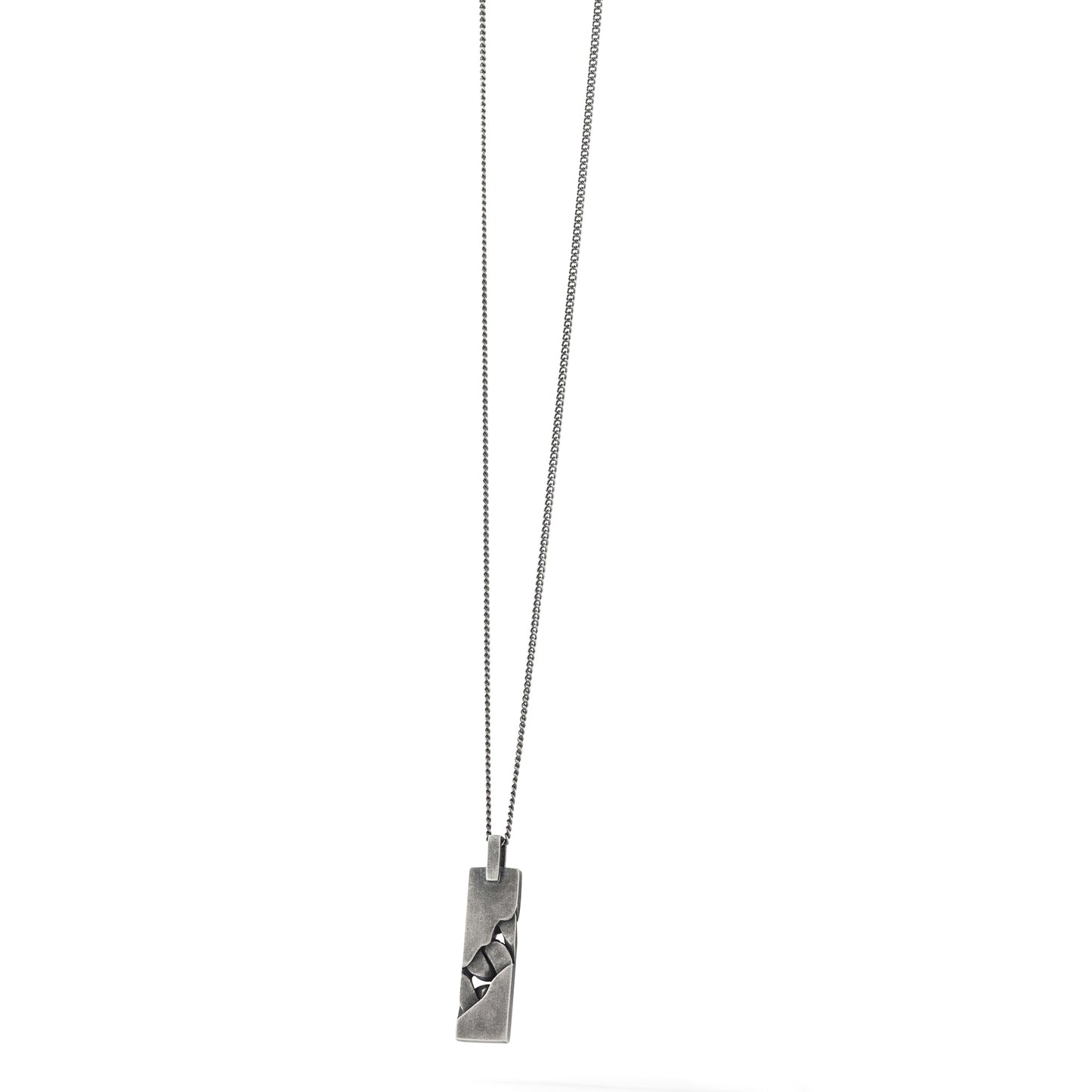 cai Anhänger mit Kette Flachpanzerkette 925/- Sterling Silber oxidiert 55cm ohne Stein