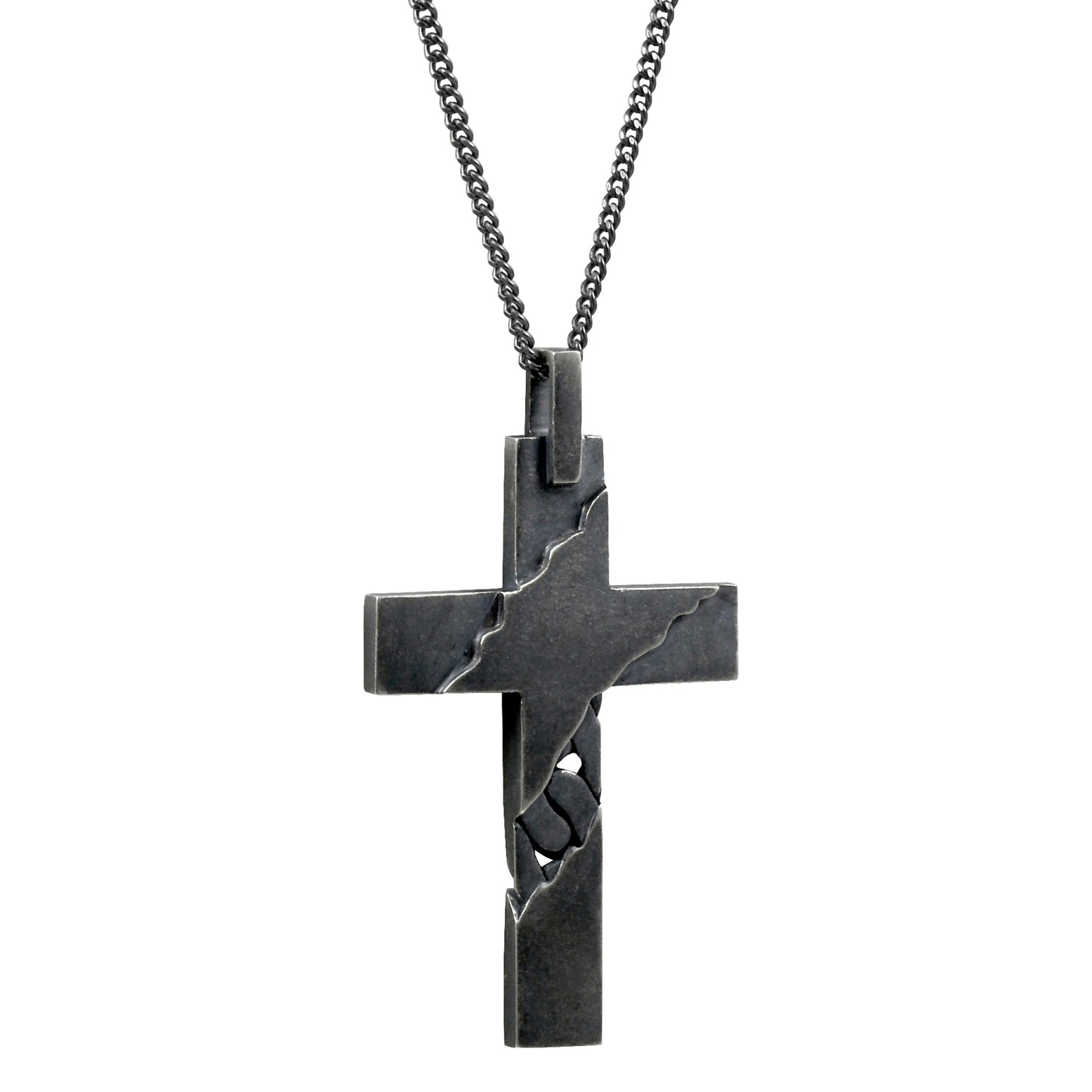 cai Halskette Flachpanzerkette 925/- Sterling Silber oxidiert 55cm ohne Stein