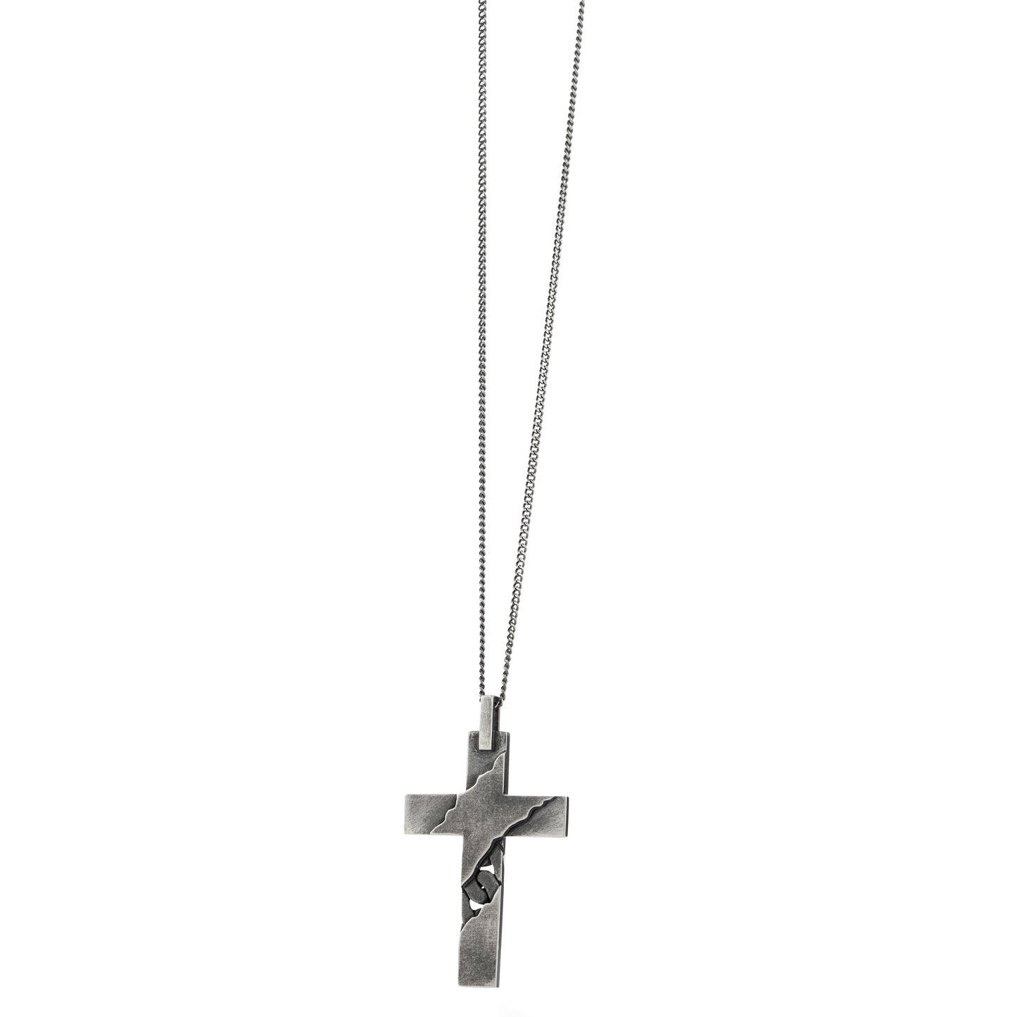 cai Halskette Flachpanzerkette 925/- Sterling Silber oxidiert 55cm ohne Stein