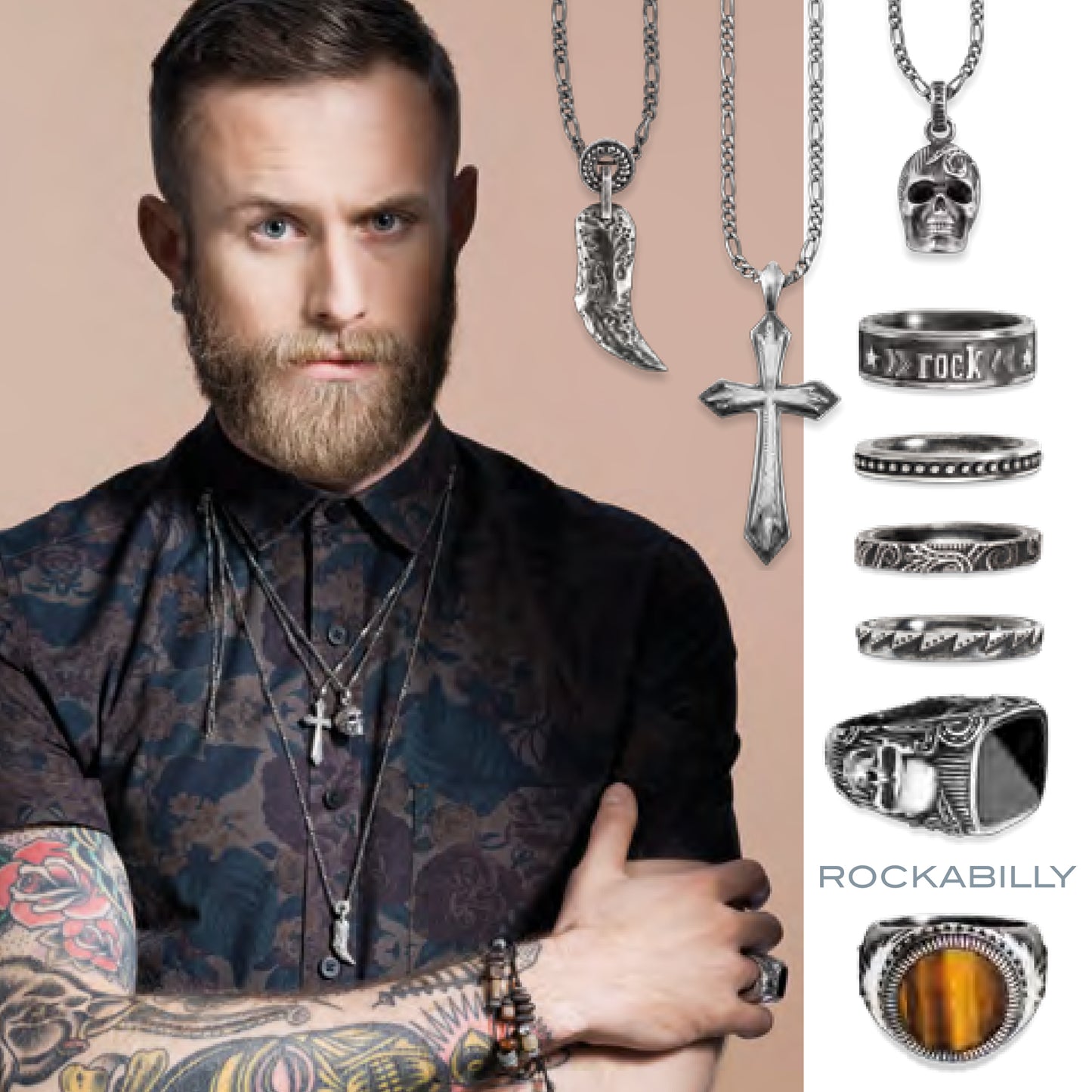 cai Anhänger mit Kette Lederband 925/- Sterling Silber oxidiert 55cm ohne Stein