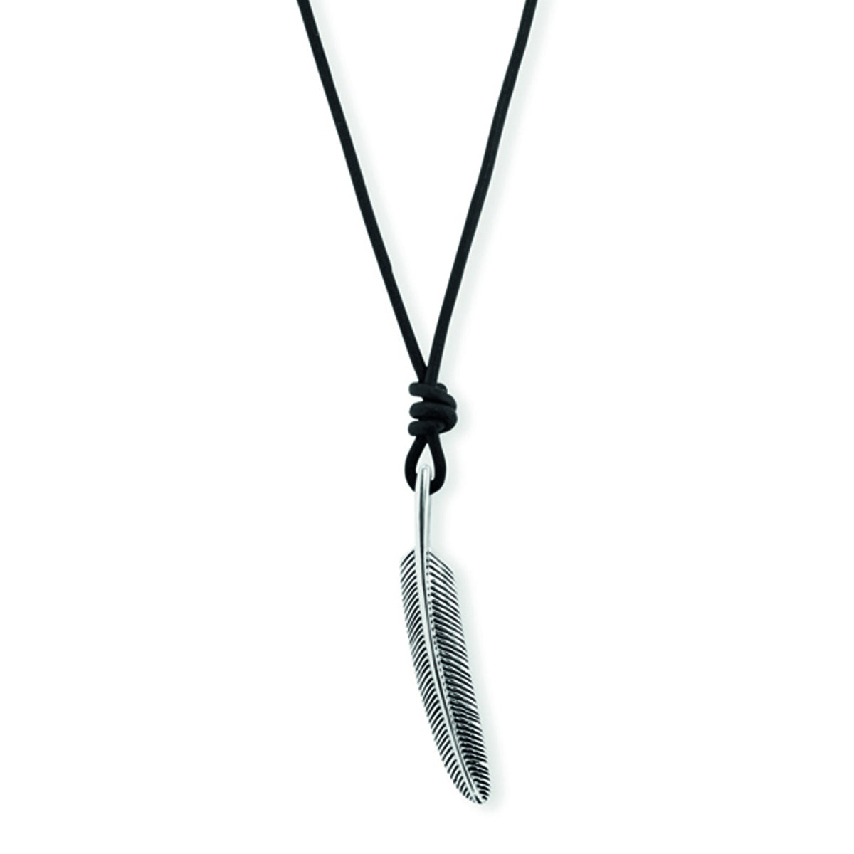 cai Anhänger mit Kette Lederband 925/- Sterling Silber rhodiniert 55cm ohne Stein