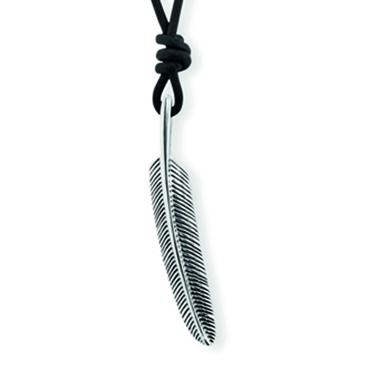 cai Anhänger mit Kette Lederband 925/- Sterling Silber rhodiniert 55cm ohne Stein