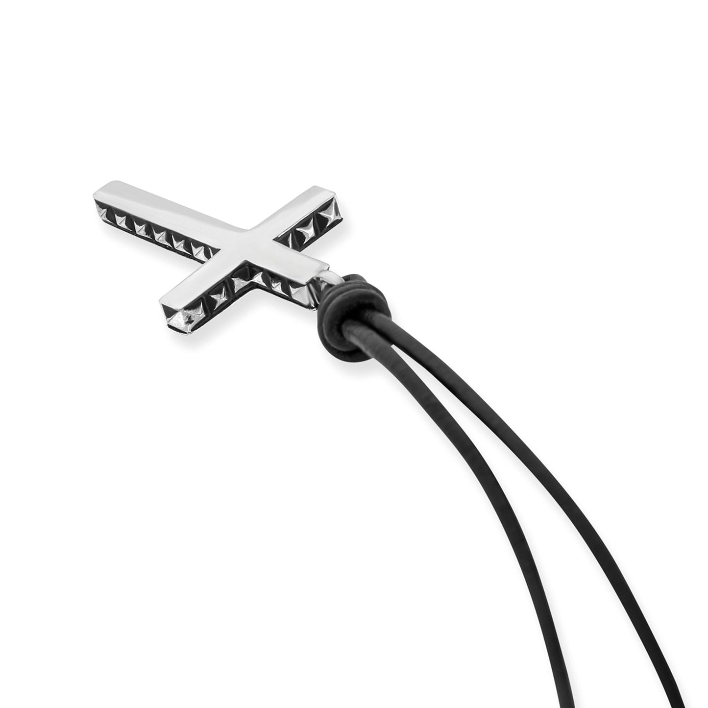 cai Anhänger mit Kette Lederband 925/- Sterling Silber rhodiniert 55cm ohne Stein