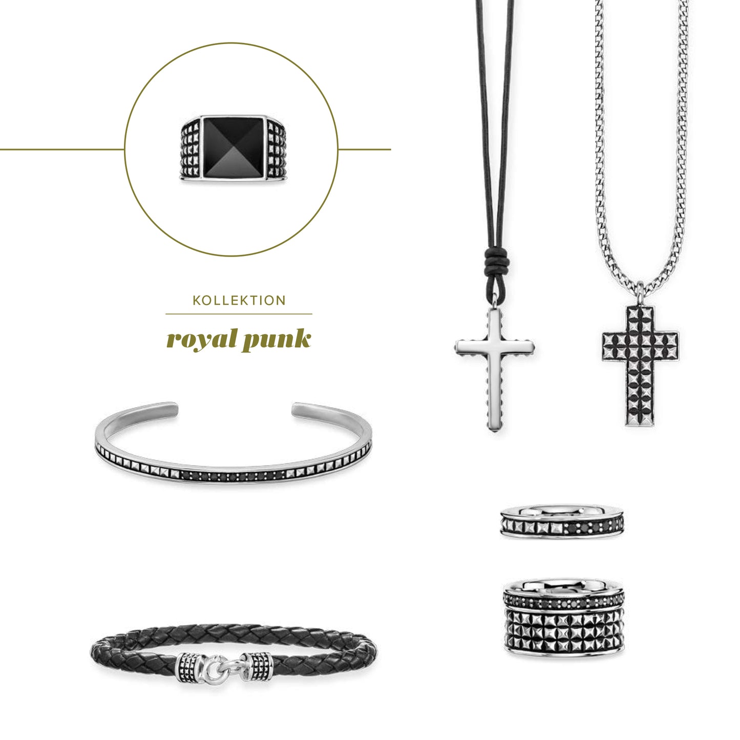 cai Anhänger mit Kette Lederband 925/- Sterling Silber rhodiniert 55cm ohne Stein