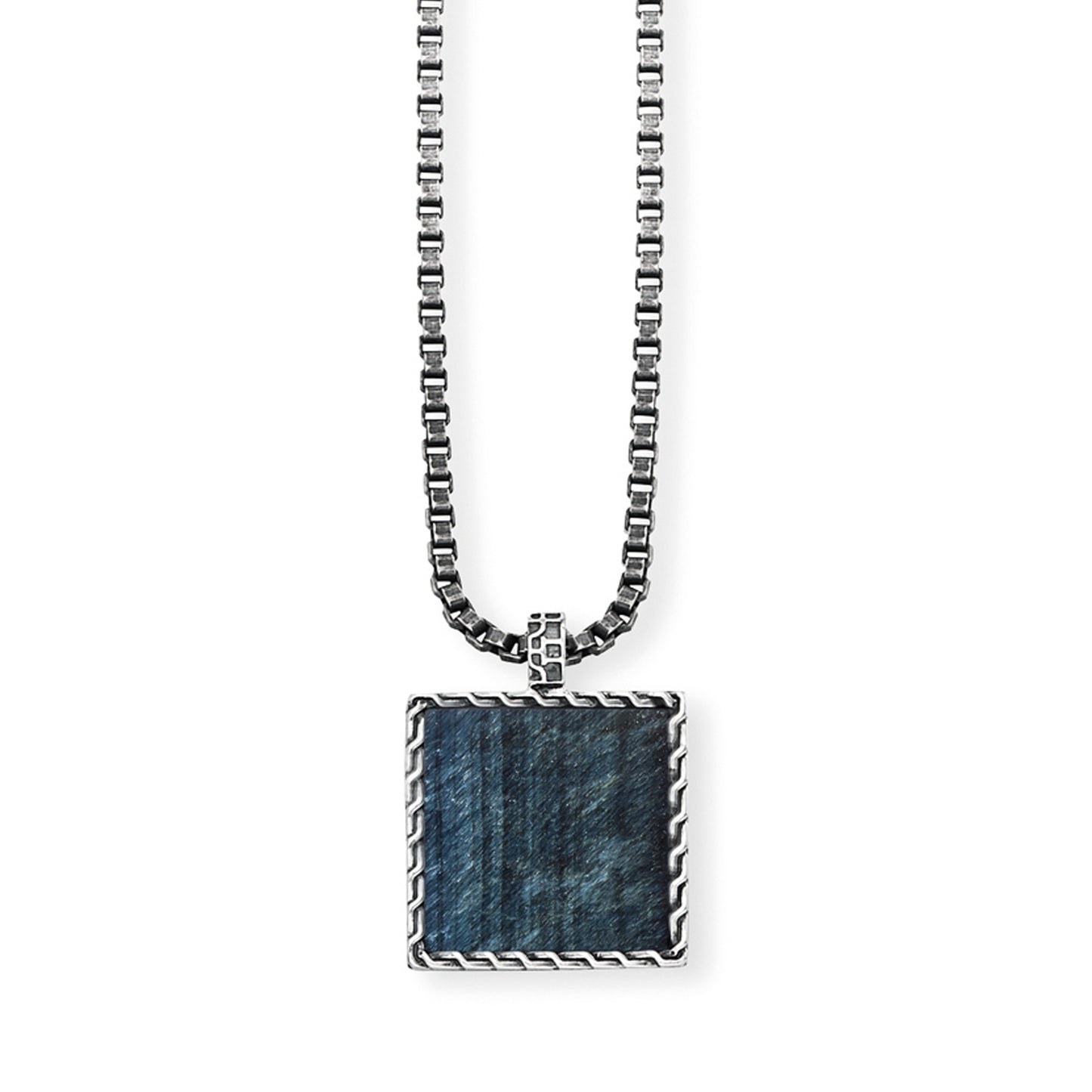 cai Anhänger mit Kette Venezianerkette 925/- Sterling Silber oxidiert 55cm Tigerauge 4,00ct