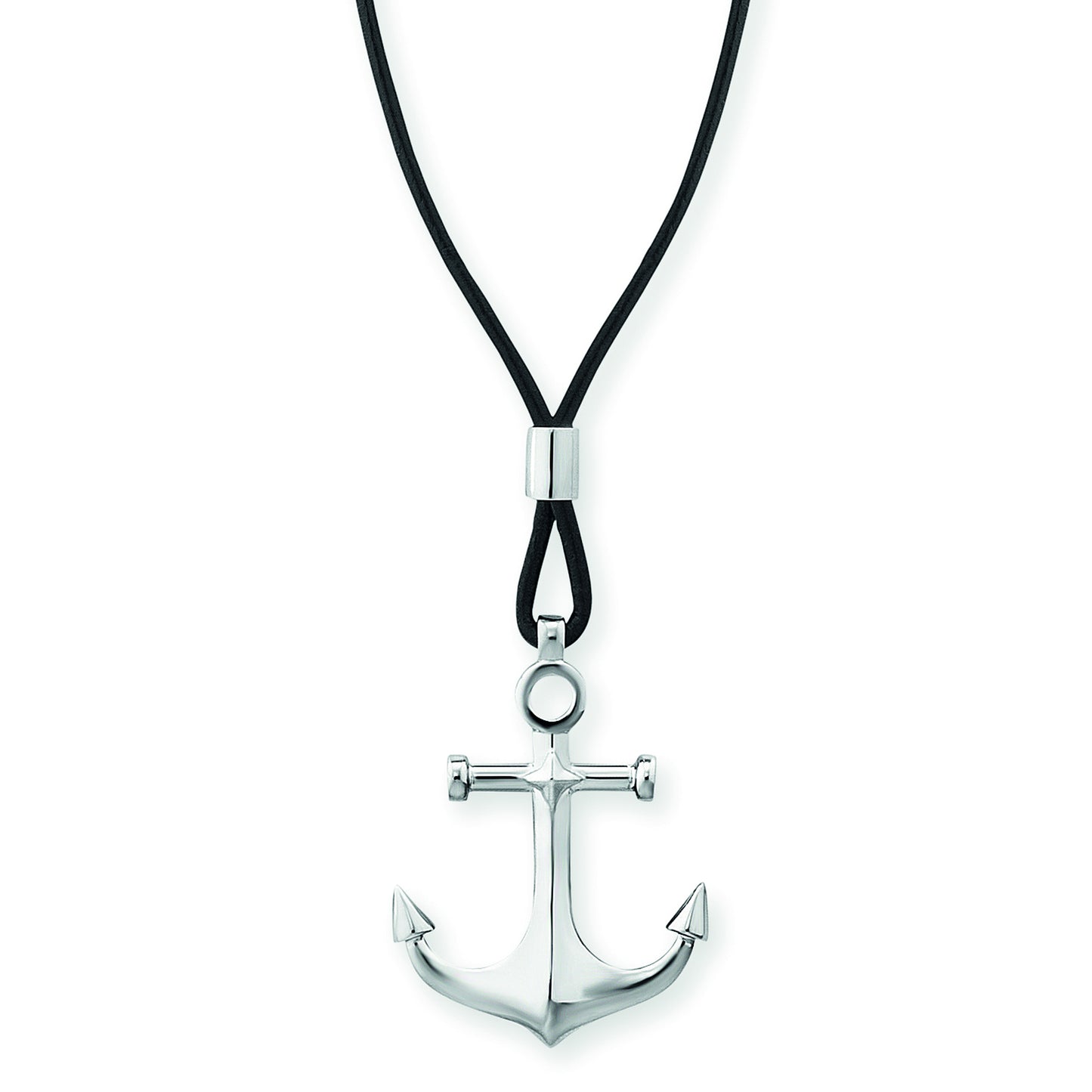 cai Anhänger mit Kette Lederband 925/- Sterling Silber rhodiniert 55cm ohne Stein