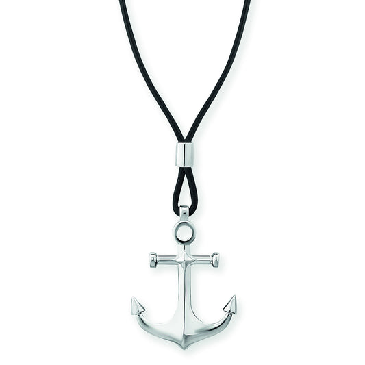 cai Anhänger mit Kette Lederband 925/- Sterling Silber rhodiniert 55cm ohne Stein