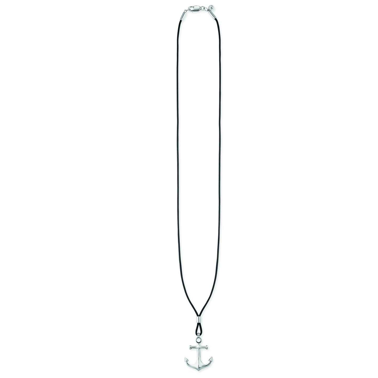 cai Anhänger mit Kette Lederband 925/- Sterling Silber rhodiniert 55cm ohne Stein