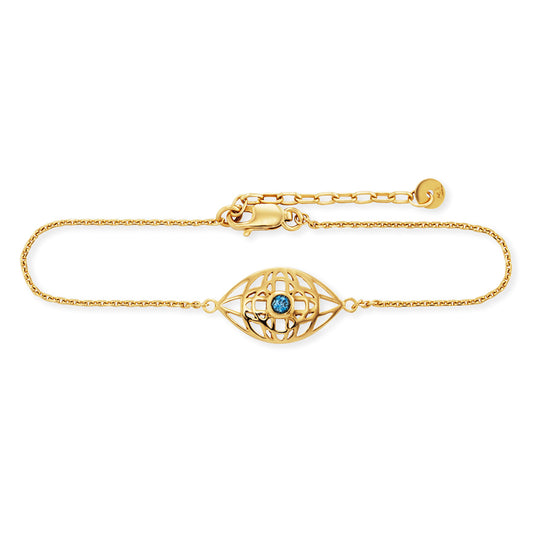 cai Armband Ankerkette 925/- Sterling Silber vergoldet 20,0cm Blautopas 0,820ct