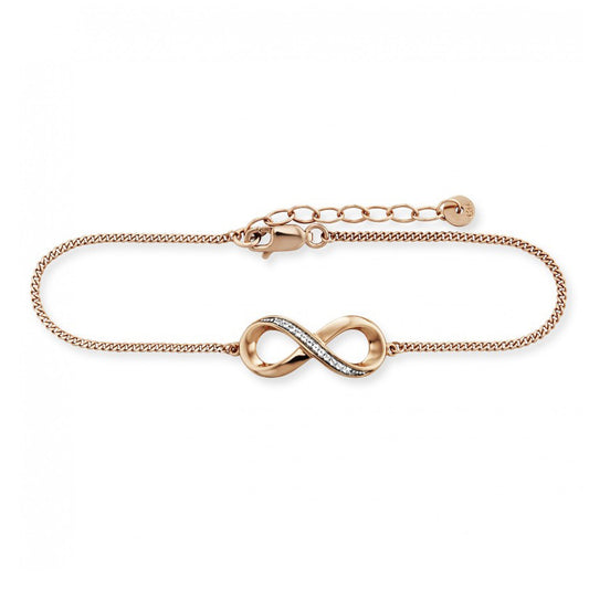 cai Armband Flachpanzerkette 925/- Sterling Silber rotvergoldet 20,0cm Topas 0,052ct