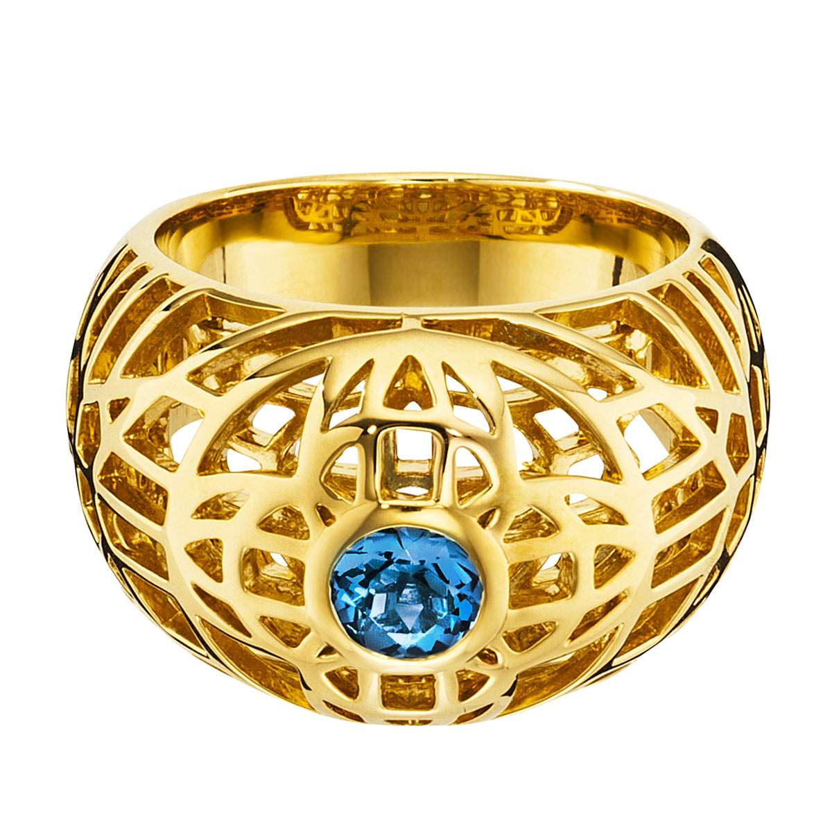 cai Ring 925/- Sterling Silber vergoldet Blautopas 0,130ct