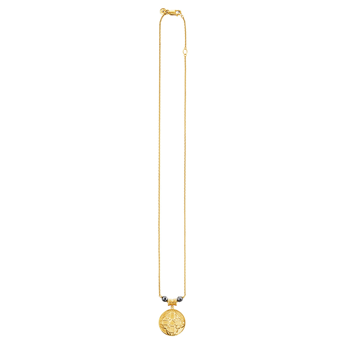 cai Anhänger mit Kette Ankerkette 925/- Sterling Silber vergoldet 45,0cm Hämatit 1,600ct