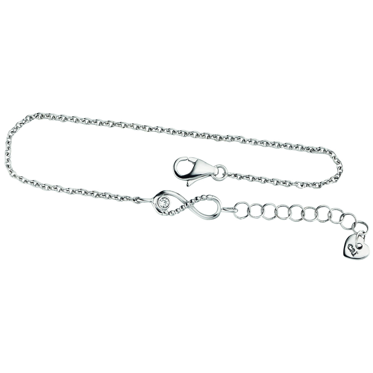 cai love Armband Flachpanzerkette 925/- Sterling Silber rhodiniert 18,0cm Zirkonia