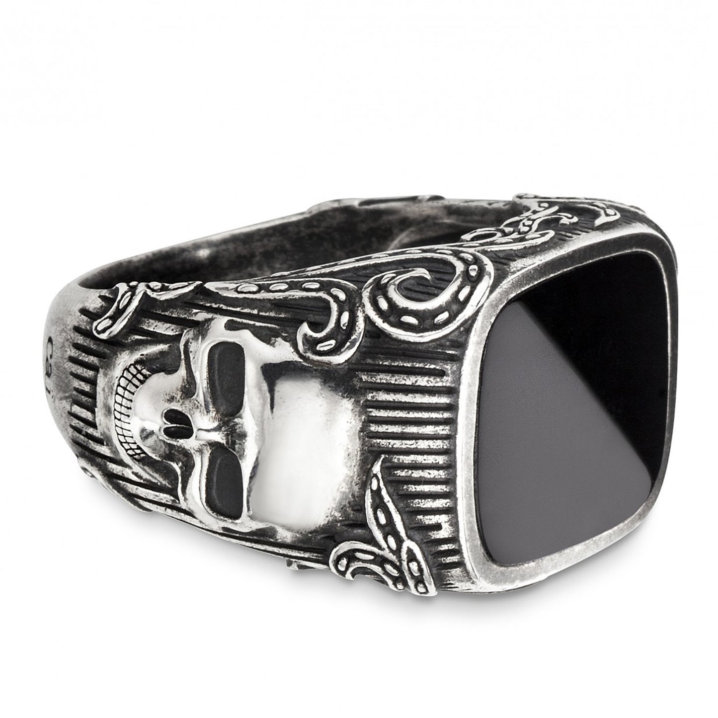 cai Ring 925/- Sterling Silber oxidiert Onyx 3,500ct