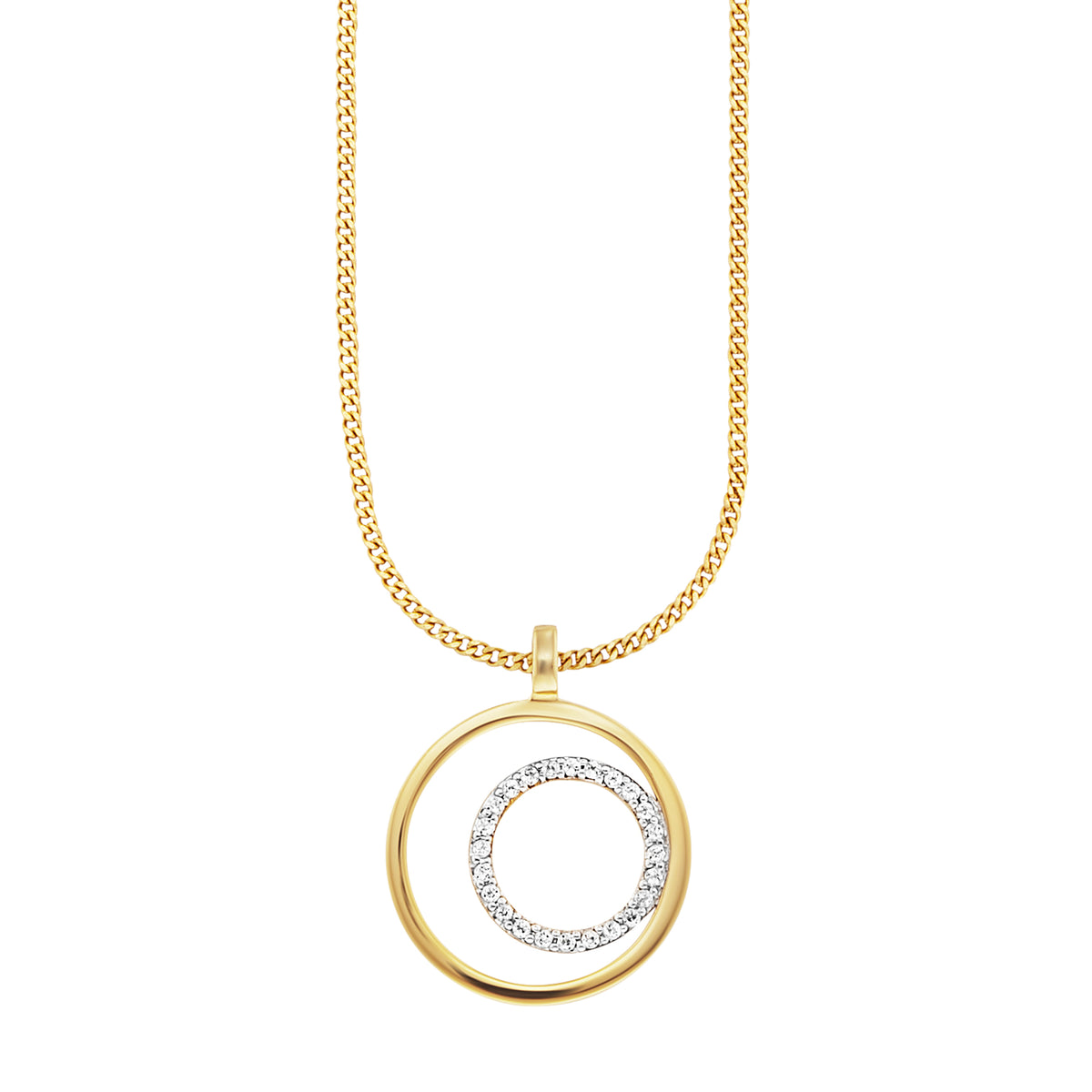 cai Anhänger mit Kette Panzerkette 925/- Sterling Silber vergoldet 45,0cm Topas 0,096ct.