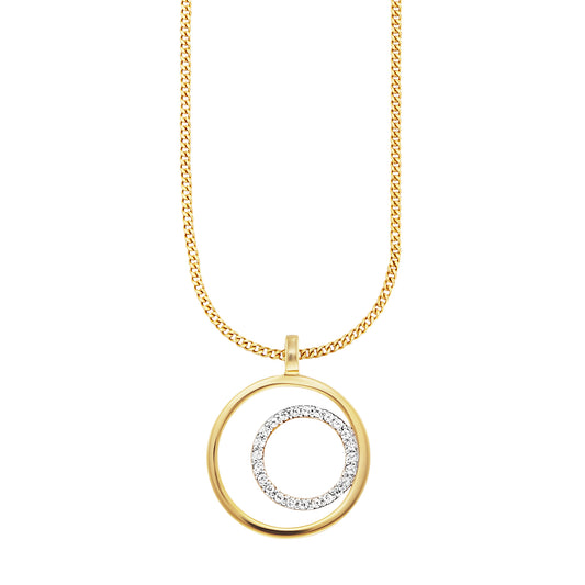 cai Anhänger mit Kette Panzerkette 925/- Sterling Silber vergoldet 45,0cm Topas 0,096ct.