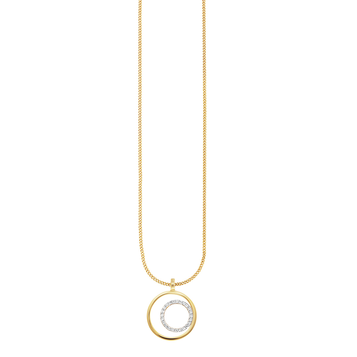 cai Anhänger mit Kette Panzerkette 925/- Sterling Silber vergoldet 45,0cm Topas 0,096ct.