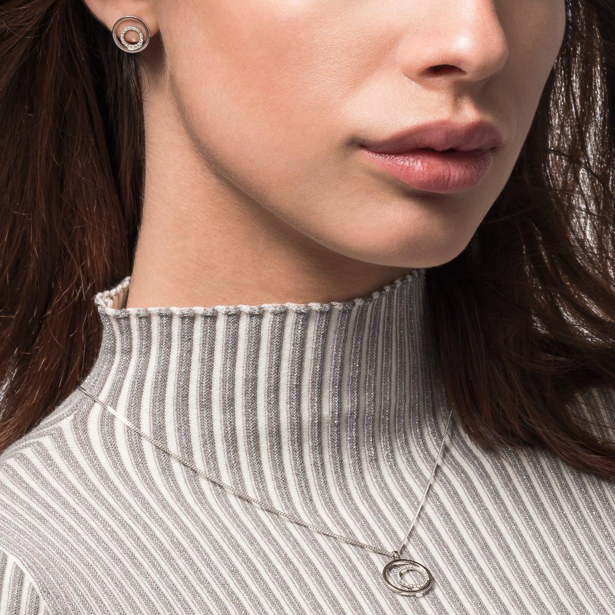 cai Anhänger mit Kette Panzerkette 925/- Sterling Silber vergoldet 45,0cm Topas 0,096ct.