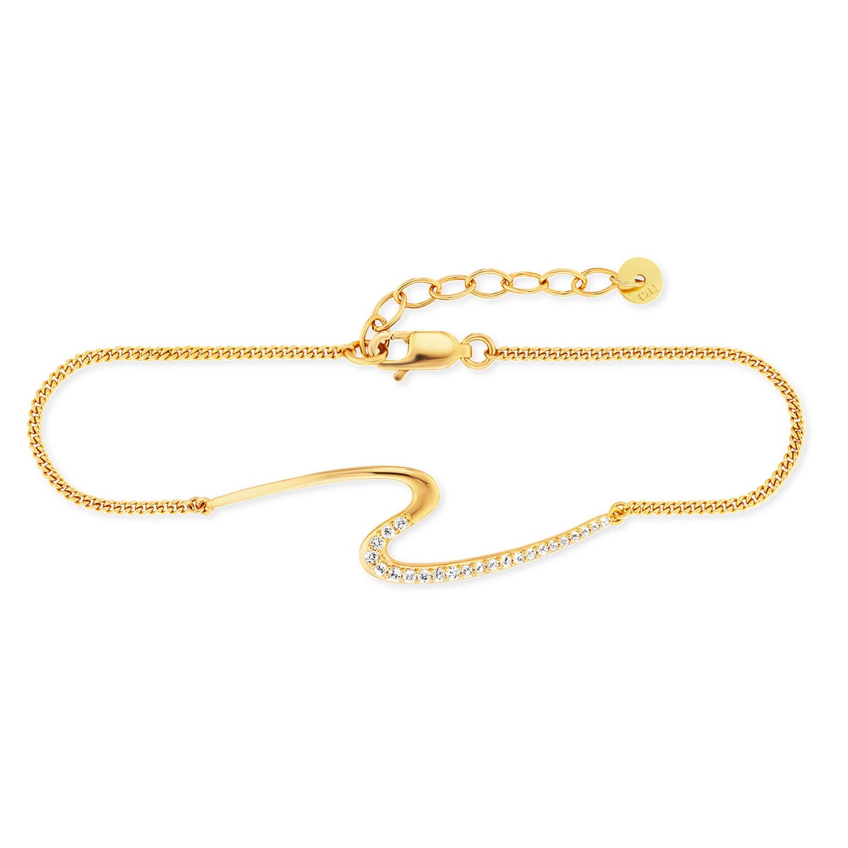 cai Armband Panzerkette 925/- Sterling Silber vergoldet 20,0cm Topas