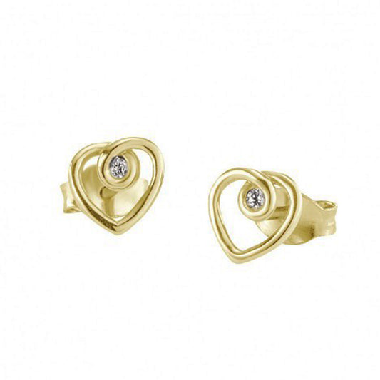 cai love Ohrstecker 925/- Sterling Silber vergoldet 0,75cm Zirkonia