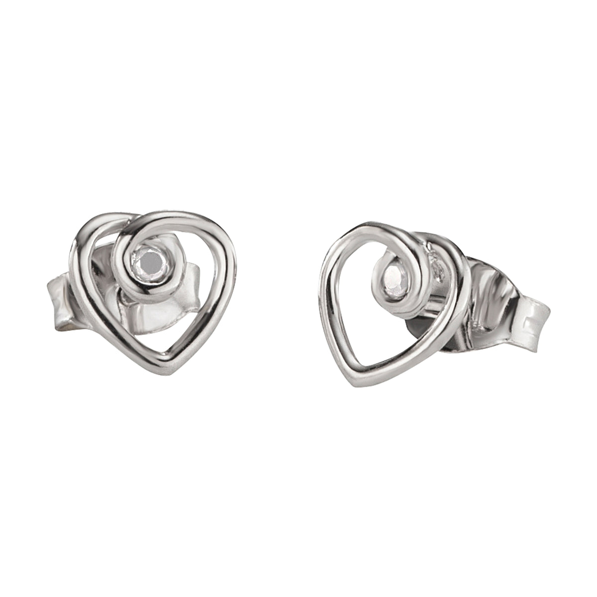 cai love Ohrstecker 925/- Sterling Silber rhodiniert 0,75cm Zirkonia
