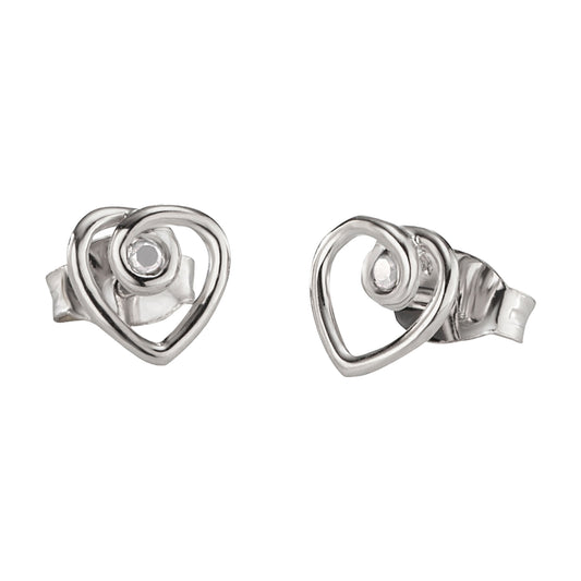 cai love Ohrstecker 925/- Sterling Silber rhodiniert 0,75cm Zirkonia