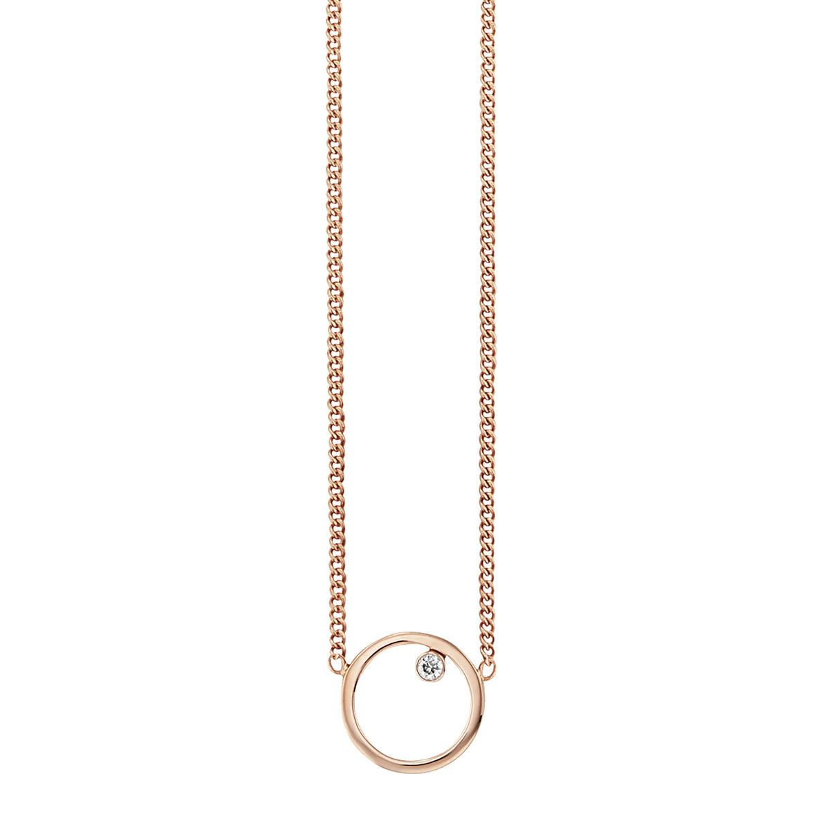 cai love Collier Flachpanzerkette 925/- Sterling Silber rotvergoldet 44,0cm Zirkonia