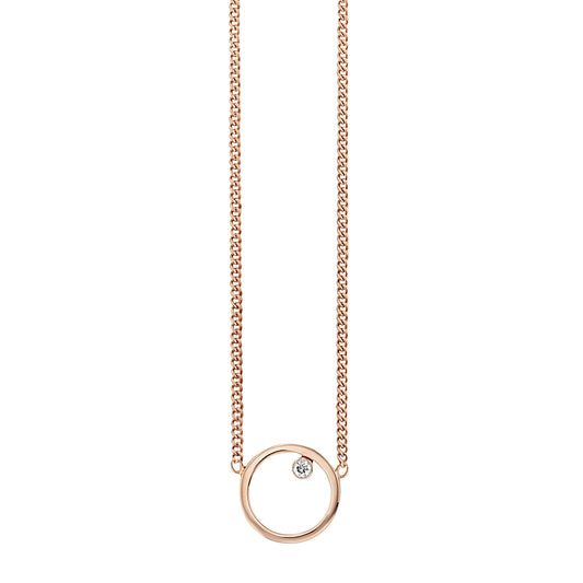 cai love Collier Flachpanzerkette 925/- Sterling Silber rotvergoldet 44,0cm Zirkonia