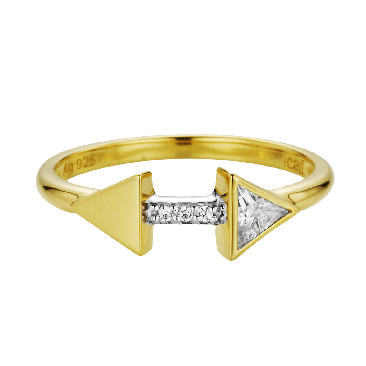 cai Ring 925/- Sterling Silber vergoldet Zirkonia