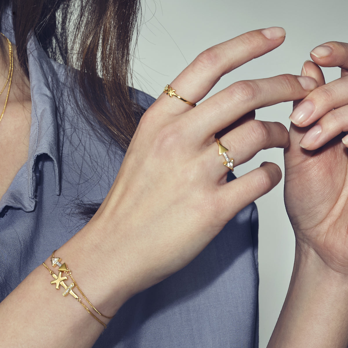 cai Ring 925/- Sterling Silber vergoldet Zirkonia